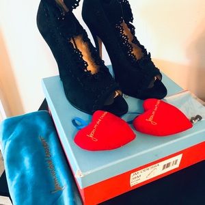 Jean-Michel Cazabat Odessa Black Suede Laser-cut high heels 8M